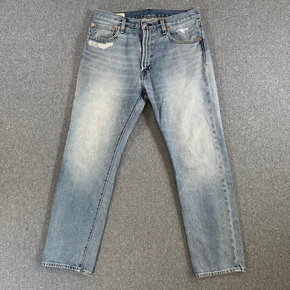 Levi's Jeans Mens 32 551 Z Authentic Straight Light Wash Distressed Cotton Hemp